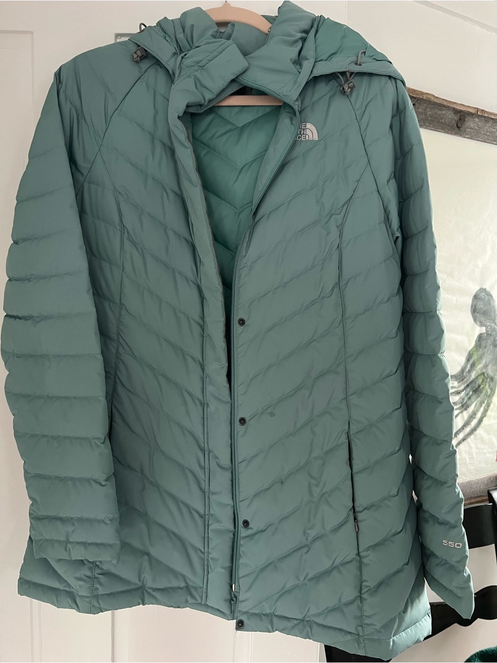 The North Face 550 Women's Sage Green Quilted Down Puffer Coat